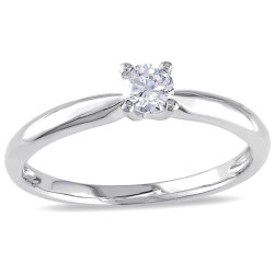 White Gold 1/4ct TDW Diamond Solitaire Engagement Ring - Handcrafted By Name My Rings™