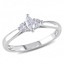 White Gold 1/4ct TDW Marquise Diamond Ring - Handcrafted By Name My Rings™