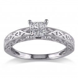 White Gold 1/4ct TDW Princess Cut Diamond Ring - Handcrafted By Name My Rings™