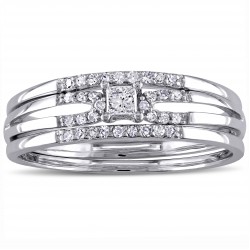 White Gold 1/4ct TDW Princess-cut Diamond Split Shank Bridal Ring Set - Handcrafted By Name My Rings™
