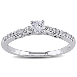 White Gold 1/4ct TDW Round Diamond Heart Profile Ring - Handcrafted By Name My Rings™