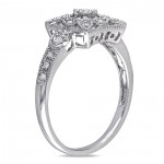 White Gold 1/7ct TDW Diamond Square Shape Art Deco Style Vintage Ring - Handcrafted By Name My Rings™