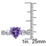 White Gold Heart-Cut Amethyst and 1/10ct TDW Diamond Infinity Engagement Ring - Handcrafted By Name My Rings™