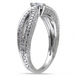 White Gold Marquise-cut Diamond Solitaire Split Shank Promise Ring - Handcrafted By Name My Rings™