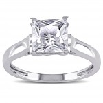 White Gold White Square-cut Created Sapphire Solitaire Ring - Handcrafted By Name My Rings™