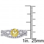 White Gold Yellow Beryl and 1/6ct TDW Diamond Bridal Ring Set - Handcrafted By Name My Rings™