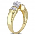 Gold 1/2ct TDW Round and Tapered Baguette Diamond Engagement Ring - Handcrafted By Name My Rings™