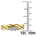 Gold 1/6ct TDW Diamond Engagement Bridal Ring Set - Handcrafted By Name My Rings™