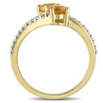 Gold Yellow Sapphire and 1/5ct TDW Diamond Duet Bypass Ring - Handcrafted By Name My Rings™