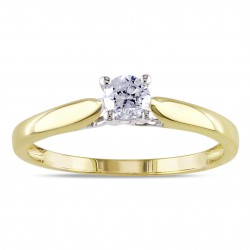 2-tone White and Gold 1/4ct TDW Diamond Solitaire Engagement Ring - Handcrafted By Name My Rings™
