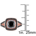 Rose Gold 2ct TDW Black and White Diamond Double Halo Ring - Handcrafted By Name My Rings™