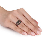 Rose Gold 2ct TDW Black and White Diamond Double Halo Ring - Handcrafted By Name My Rings™