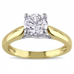 Two-tone Gold 1ct TDW Diamond Solitaire Ring   - Handcrafted By Name My Rings™