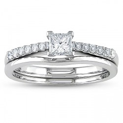 White 1/2ct TDW Diamond Bridal Ring Set - Handcrafted By Name My Rings™