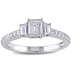 White Gold 1 1/4ct TDW Diamond Emerald Cut Ring - Handcrafted By Name My Rings™