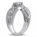 White Gold 1/2ct TDW Diamond Composite Round Center Halo Ring - Handcrafted By Name My Rings™