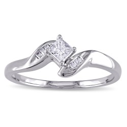 White Gold 1/4ct TDW Princess-Cut Diamond Promise Ring - Handcrafted By Name My Rings™