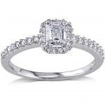 White Gold 3/4ct TDW Emerald-cut Diamond Ring - Handcrafted By Name My Rings™