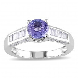White Gold Tanzanite and 1/2ct TDW Diamond Ring - Handcrafted By Name My Rings™