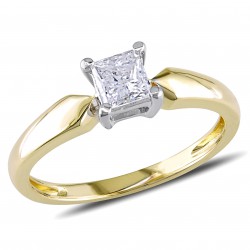 Gold 1/2ct TDW Diamond Solitaire Ring - Handcrafted By Name My Rings™