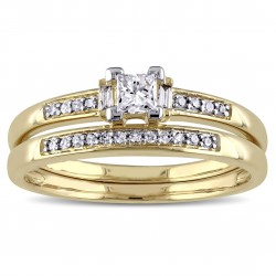Gold 1/3ct TDW Diamond Bridal Ring Set - Handcrafted By Name My Rings™