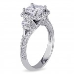 White Gold 1 3/4ct TDW Certified Radiant-cut Diamond 3-stone Engagement Ring - Handcrafted By Name My Rings™