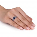 Created Blue Sapphire Engagement Ring in White Gold - Handcrafted By Name My Rings™