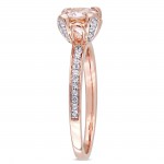 Signature Collection Rose Gold Morganite and White Topaz Flower Halo Slender Engagement Ring - Handcrafted By Name My Rings™