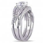 Signature Collection White Gold Created White Sapphire and 1/4ct TDW Diamond Infinity 3- - Handcrafted By Name My Rings™