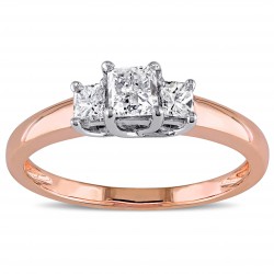 Signature Collection Rose Gold 1ct TDW Diamond Three Stone Ring - Handcrafted By Name My Rings™