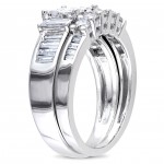 Signature Collection White Gold 1 1/2ct Princess CutTDW Diamond Bridal Ring Set - Handcrafted By Name My Rings™