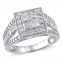 Signature Collection White Gold 1 1/2ct TDW Princess Diamond Ring - Handcrafted By Name My Rings™