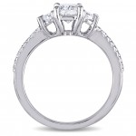 Signature Collection White Gold 1 1/2ct TDW Radiant-cut Diamond 3-stone Engagement Ring - Handcrafted By Name My Rings™