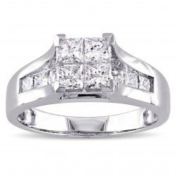 Signature Collection White Gold 1 1/3ct TDW Princess-cut Diamond Quad Engagement Ring - Handcrafted By Name My Rings™