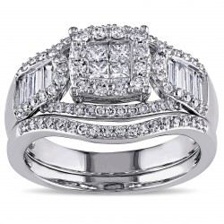 Signature Collection White Gold 1 1/5ct TDW Diamond Bridal Ring Set - Handcrafted By Name My Rings™