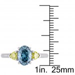 Signature Collection White Gold 1 3/4ct TDW Sky-Blue and White Three-Stone Engagement Ring - Handcrafted By Name My Rings™