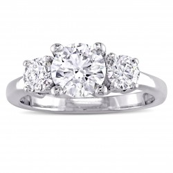Signature Collection White Gold 1 3/8ct TDW Diamond High-Polished 3-Stone Engagement Ring - Handcrafted By Name My Rings™