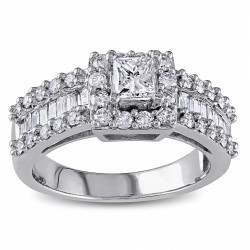 Signature Collection White Gold 1 3/8ct TDW Princess and Baguette Diamond Ring - Handcrafted By Name My Rings™