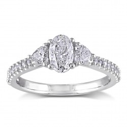 Signature Collection White Gold 1.10ct TDW Oval Diamond Engagement Ring - Handcrafted By Name My Rings™