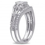 Signature Collection White Gold 1/2ct TDW Diamond Vintage Bridal Ring Set - Handcrafted By Name My Rings™