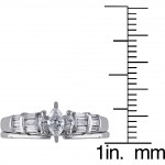 Signature Collection White Gold 1/2ct TDW Marquise-cut and Parallel Baguette Diamond Bridal Set - Handcrafted By Name My Rings™