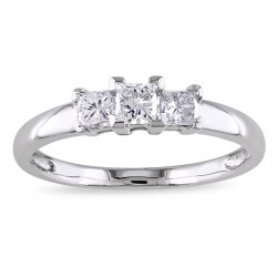 Signature Collection White Gold 1/2ct TDW Princess-Cut Diamond Three-Stone Engagement Ring - Handcrafted By Name My Rings™