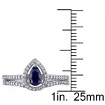 Signature Collection White Gold 1/3ct TDW Diamond and Diffused Sapphire Bridal Set - Handcrafted By Name My Rings™