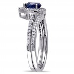 Signature Collection White Gold 1/3ct TDW Diamond and Diffused Sapphire Bridal Set - Handcrafted By Name My Rings™