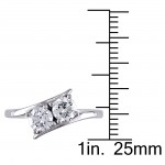 Signature Collection White Gold 1ct TDW Diamond Bypass 2-Stone Engagement Ring - Handcrafted By Name My Rings™