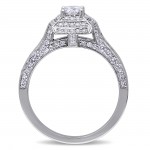 Signature Collection White Gold 1ct TDW Diamond Cluster Double Halo Engagement Ring - Handcrafted By Name My Rings™