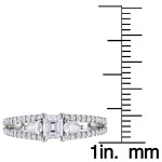 Signature Collection White Gold 1ct TDW Emerald-cut and Pear Shape Diamond Split Shank Engagement Ring - Handcrafted By Name My Rings™