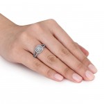 Signature Collection White Gold 1ct TDW Halo Diamond Ring - Handcrafted By Name My Rings™