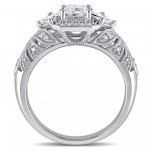 Signature Collection White Gold 1ct TDW Princess and Round Diamond Engagement Ring - Handcrafted By Name My Rings™