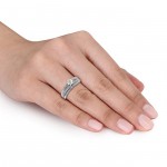 Signature Collection White Gold 3/4ct TDW Diamond Bridal Ring Set - Handcrafted By Name My Rings™